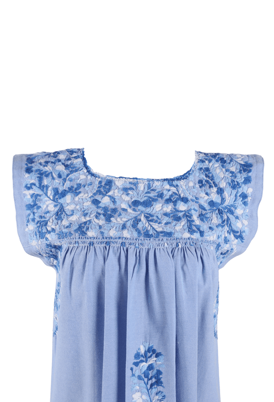 Flores Blouse Blouse Aves Azul Brillante