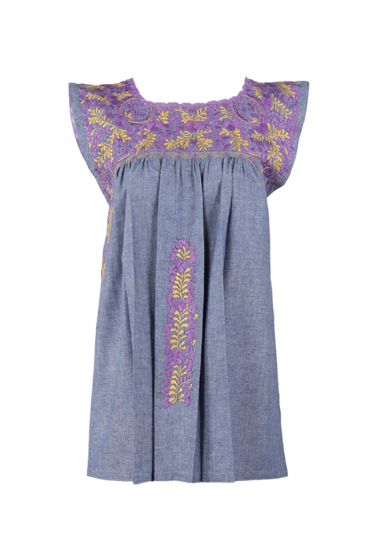 Flores Blouse Blouse Nube Purpura y Beige