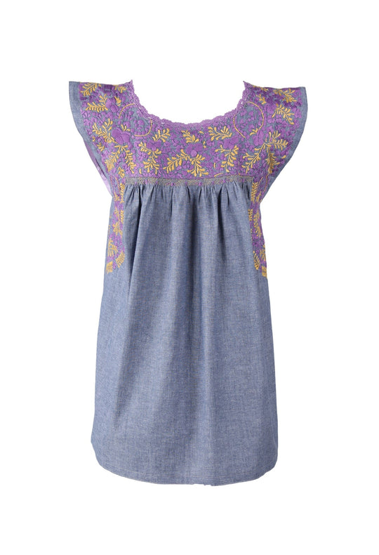 Flores Blouse Blouse Nube Purpura y Beige