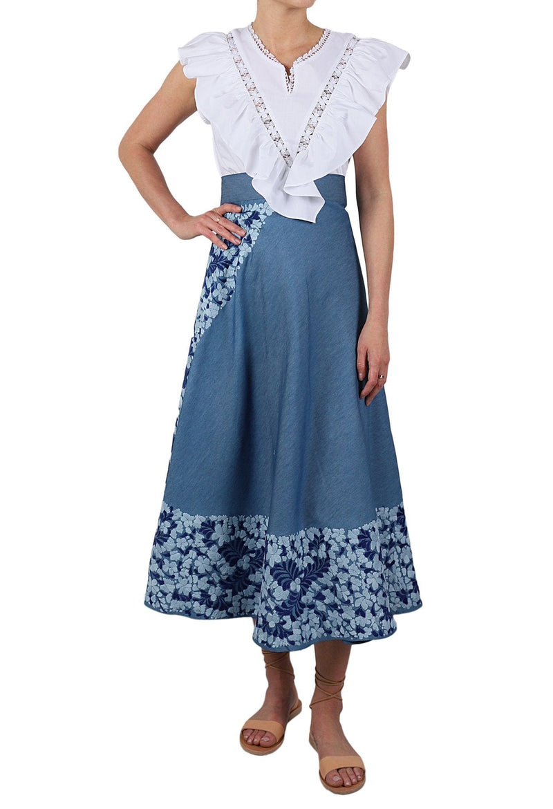 Oaxaca Long Skirt Skirt One Size Falda Nube Celeste y Azul