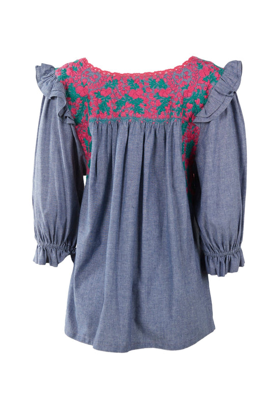 Fernanda Blouse Blouse Fernanda Nube Fucsia y Verde