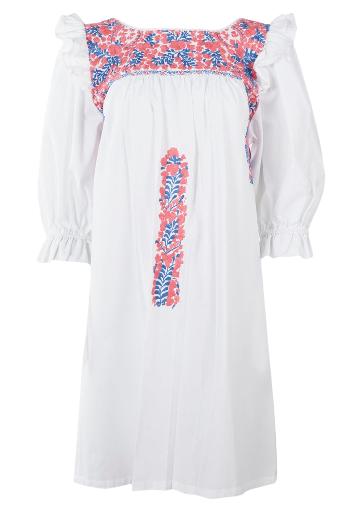Fernanda Short Dress Dress Fernanda Blanca Coral y Frances