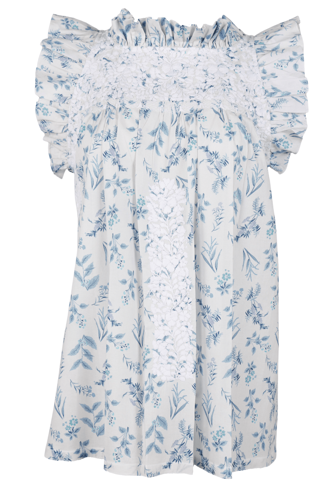Olivia Specialty Blouse Blouse Olivia Floral Blanca Azul