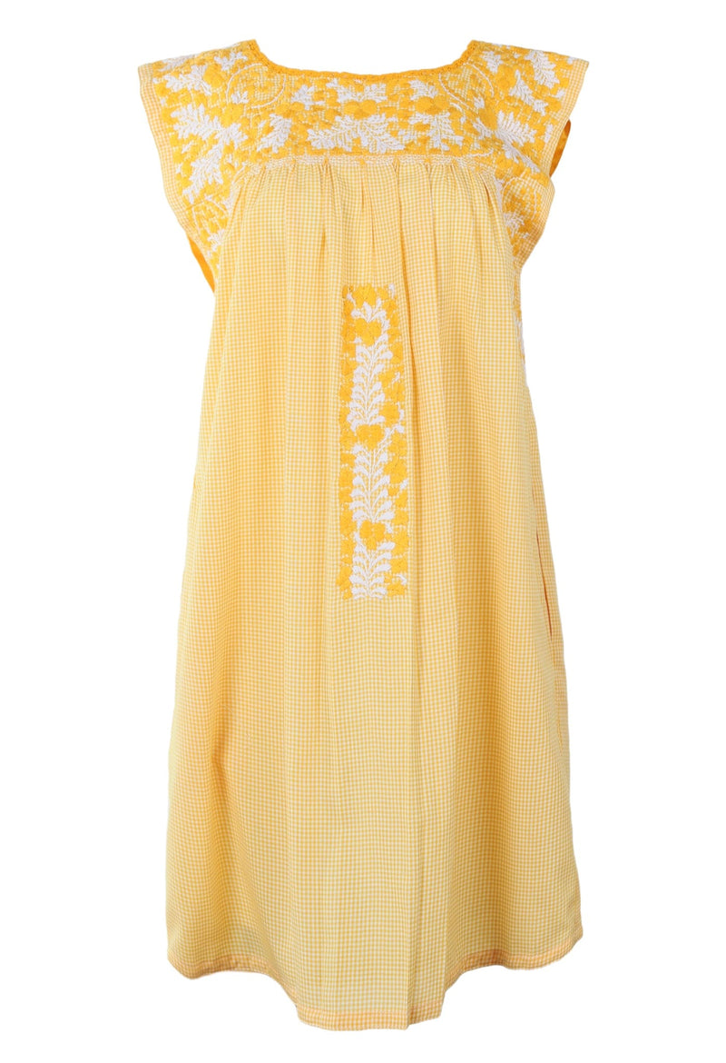 Flores Short Dress Dress Medium Besos del Sol Amarillo y Nieve
