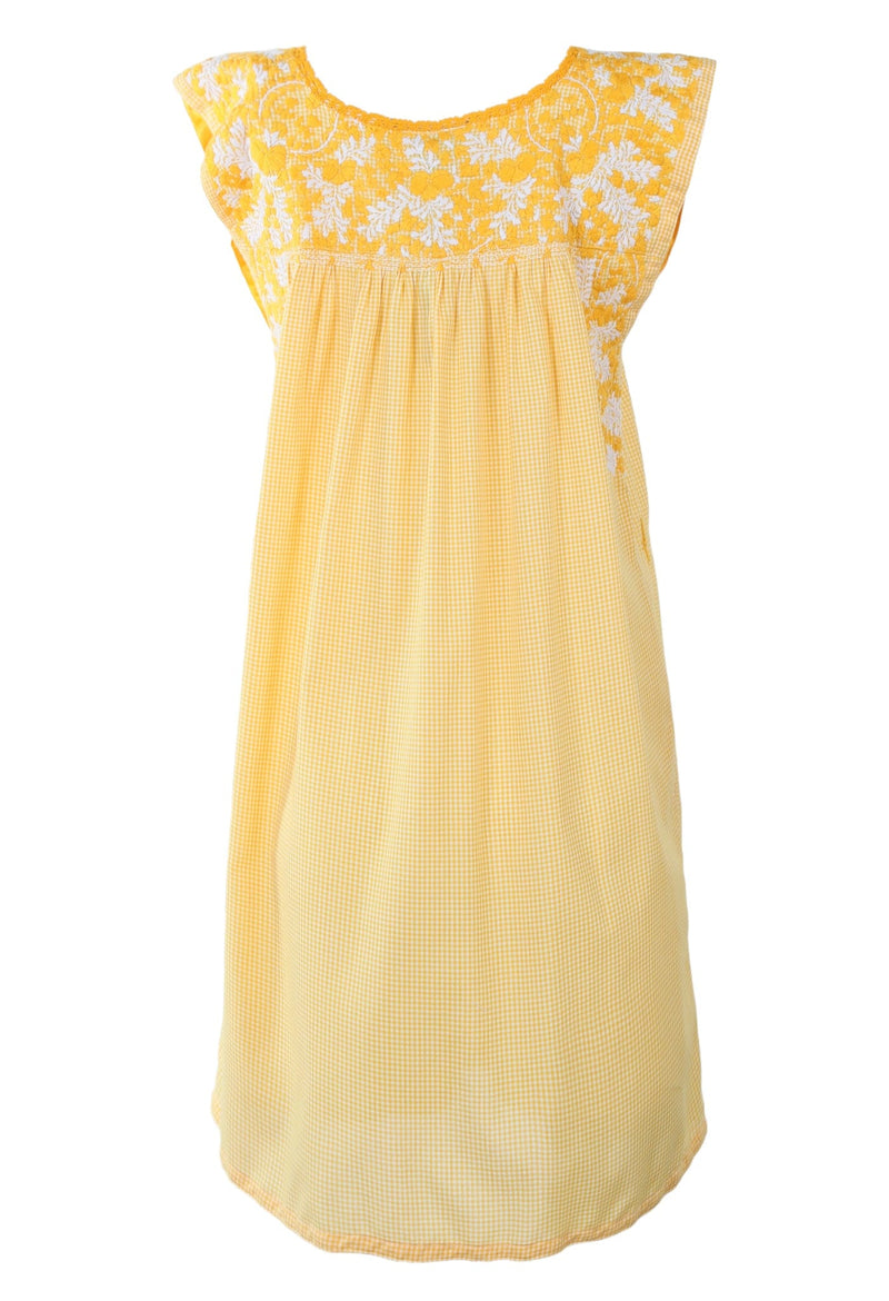 Flores Short Dress Dress Medium Besos del Sol Amarillo y Nieve