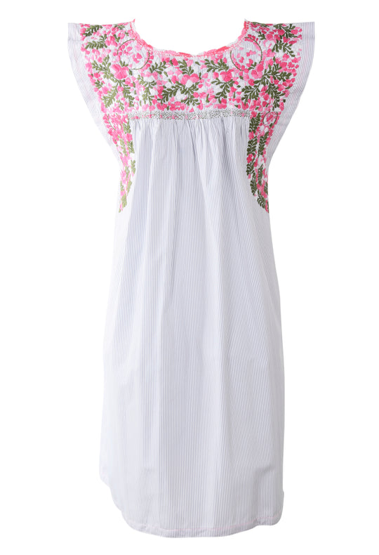 Flores Short Dress Dress Suerte Olivo y Palido Rosa