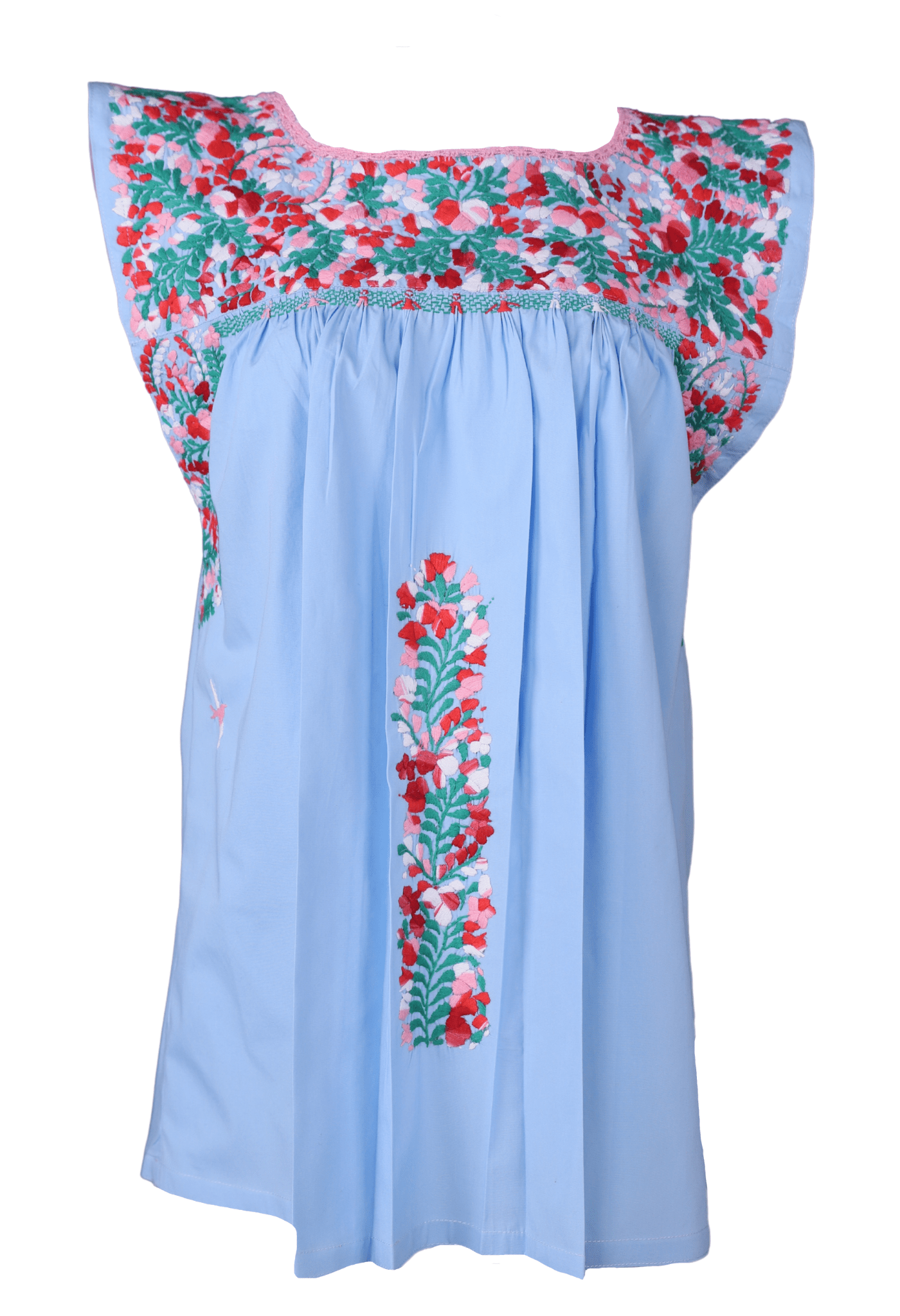 Flores Blouse Blouse Coco Rojo Brillante y Verde