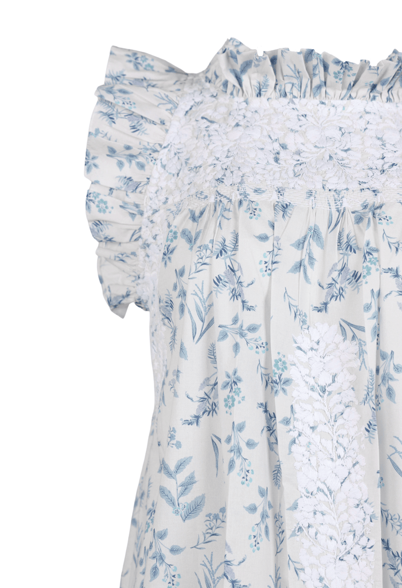 Olivia Specialty Blouse Blouse Olivia Floral Blanca Azul
