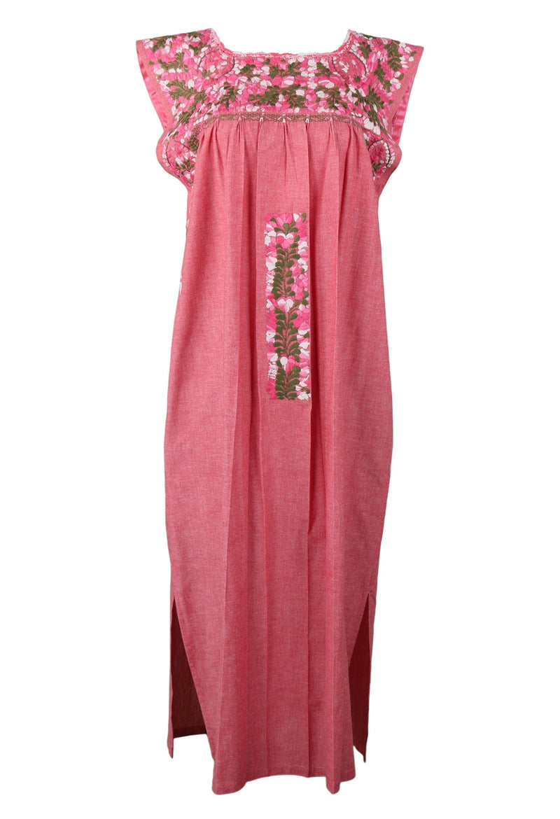 Flores Midi Dress Dress Galleta Rosa Brillante y Olivo