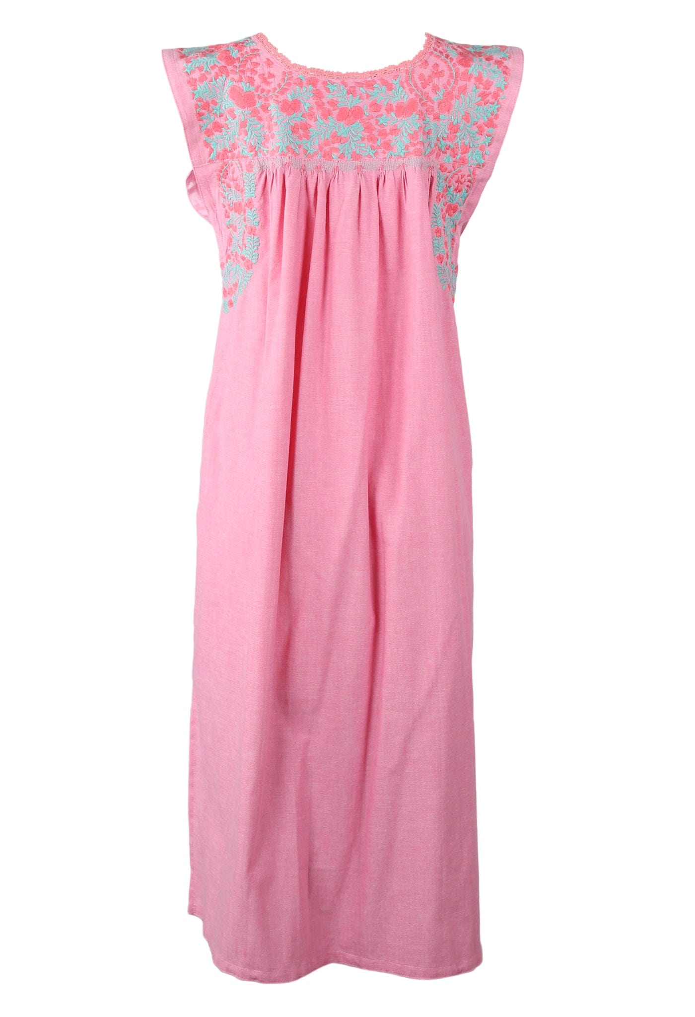 Flores Midi Dress Dress Mujer Coral y Menta