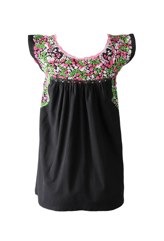 Flores Blouse Blouse Medianoche Fucsia Brillante y Lima