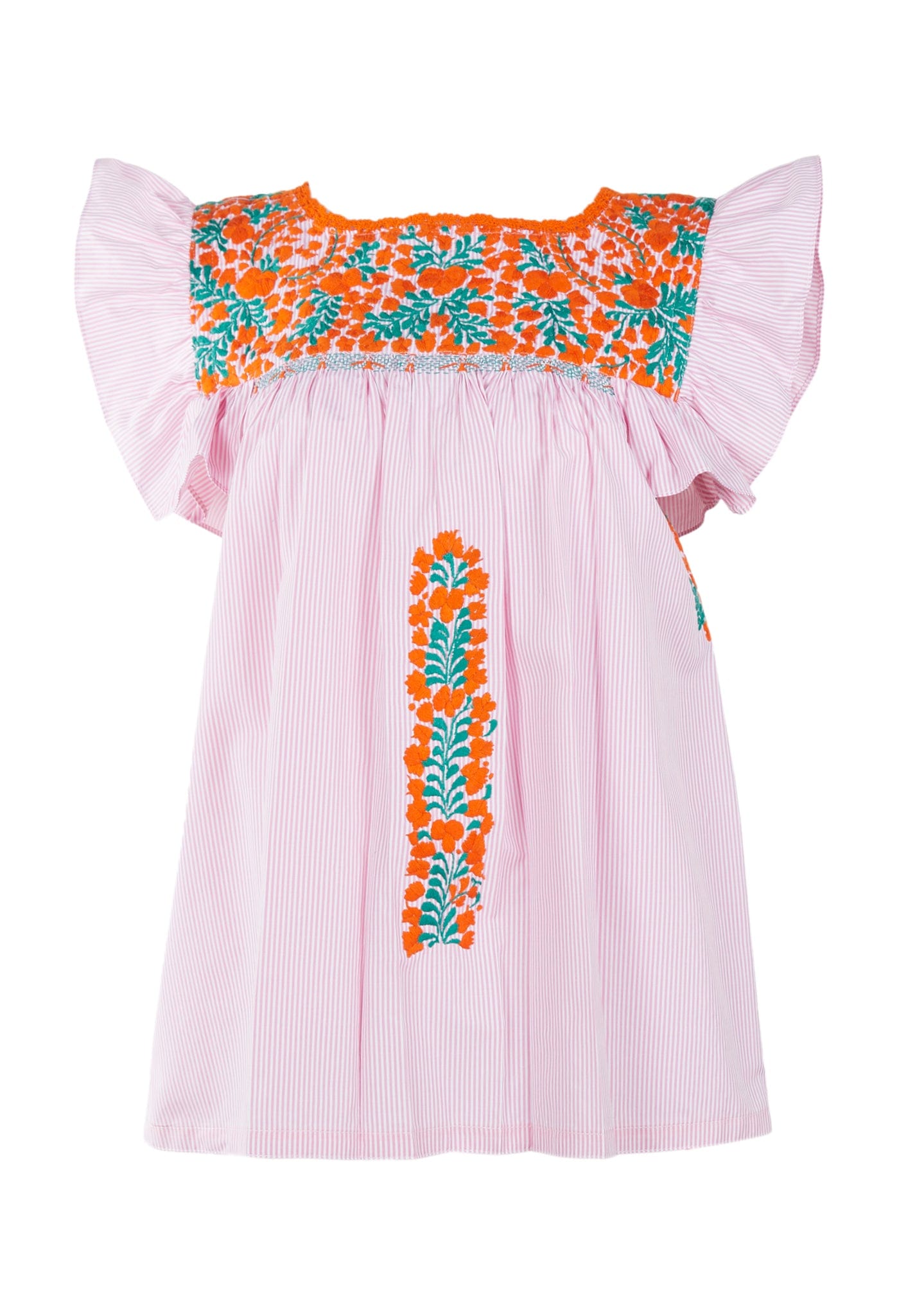 Soledad Blouse Blouse Soledad Pastel Naranja y Verde