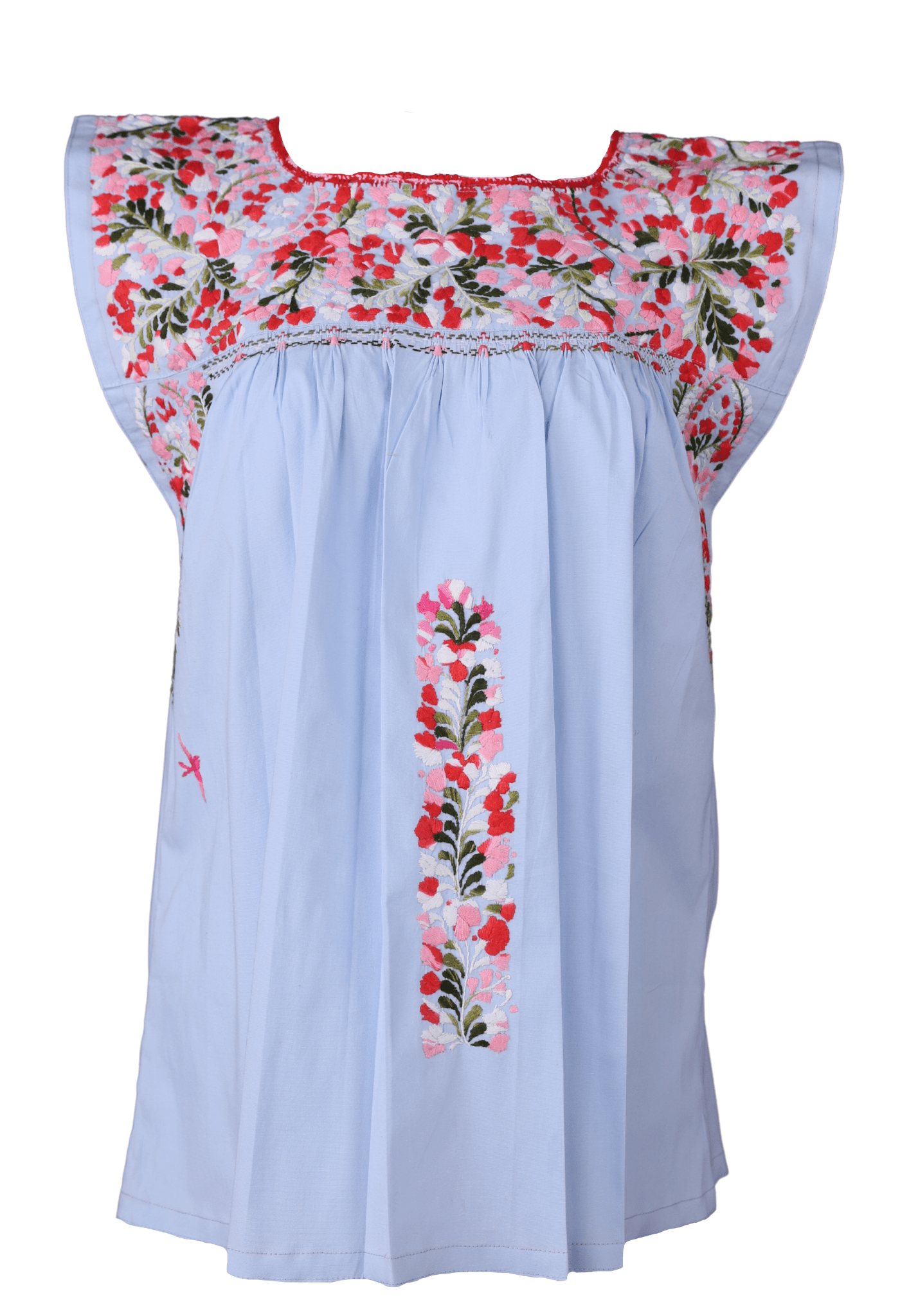 Flores Blouse Blouse Dulce Rojo y Olivo Brillante