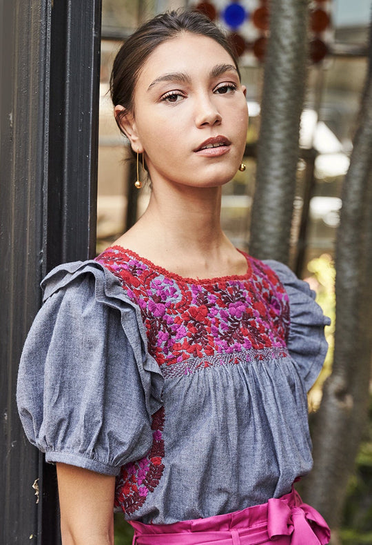 Renata Blouse Blouse Renata Dos Tomate Magenta y Ciruela