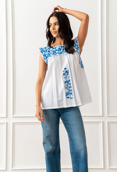 Cielo Mexicano Blouse Hand-Embroidered Made from 100% Cotton – Mi ...