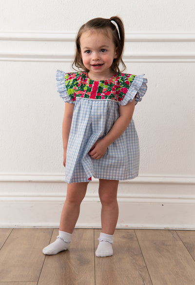 Bloomer Gingham Azul y Rosa Chica
