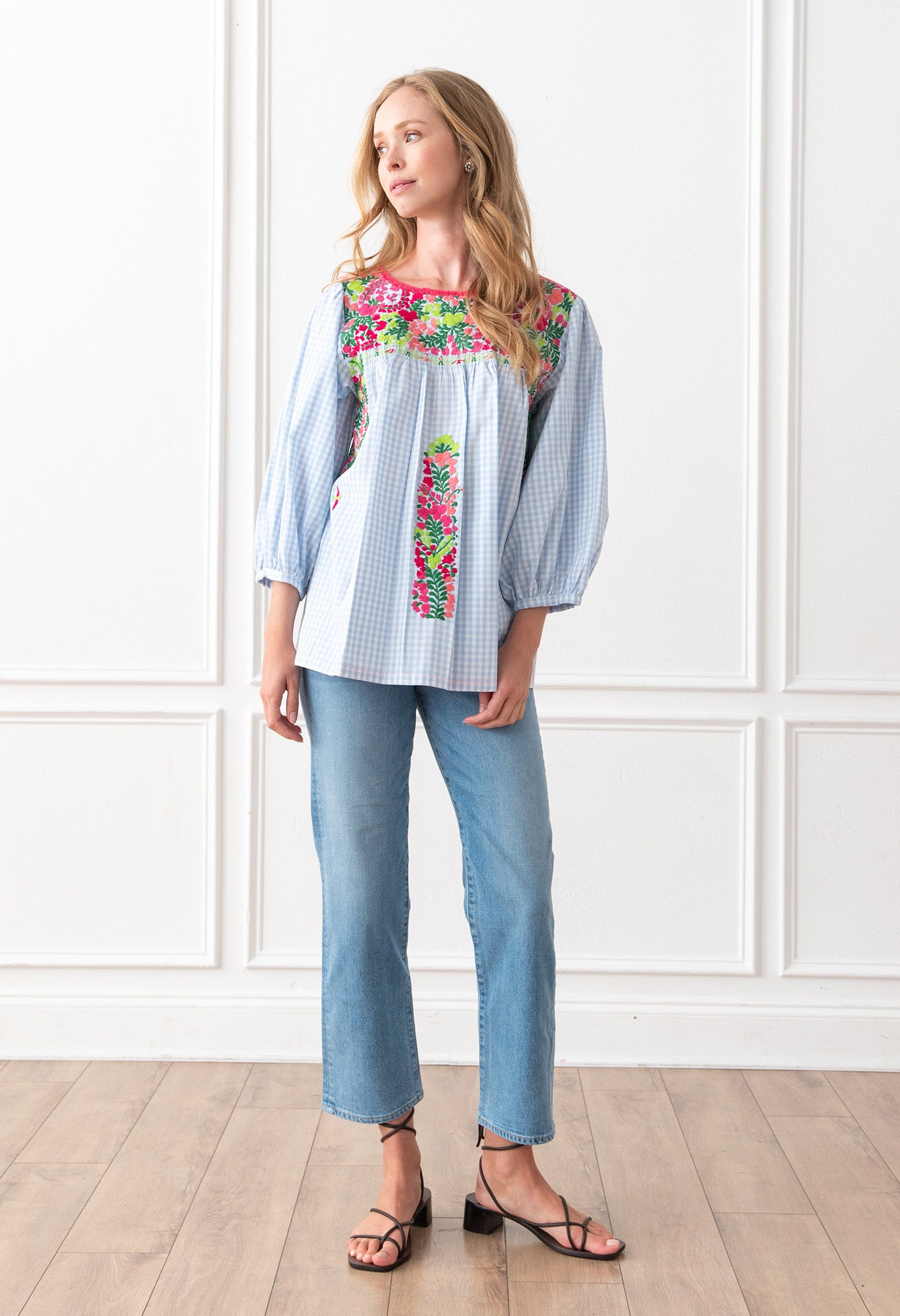Catalina Gingham Azul y Rosa