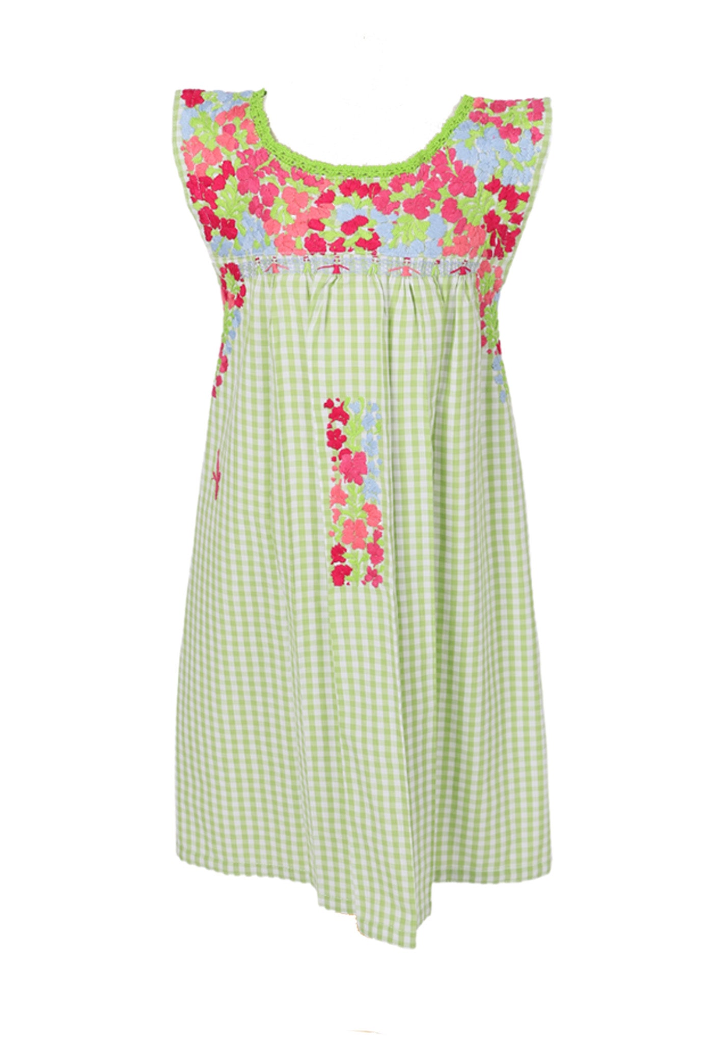 Florecita Gingham Verde y Rosa