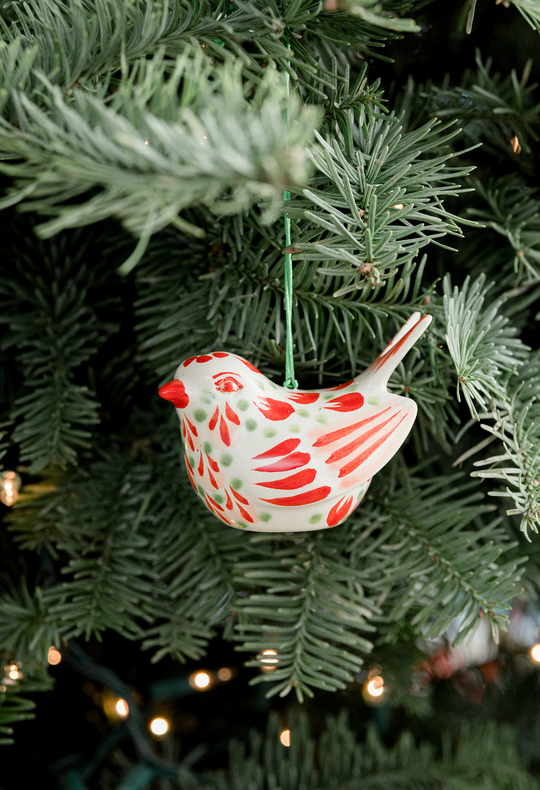 Rojo y Verde Bird Ornaments