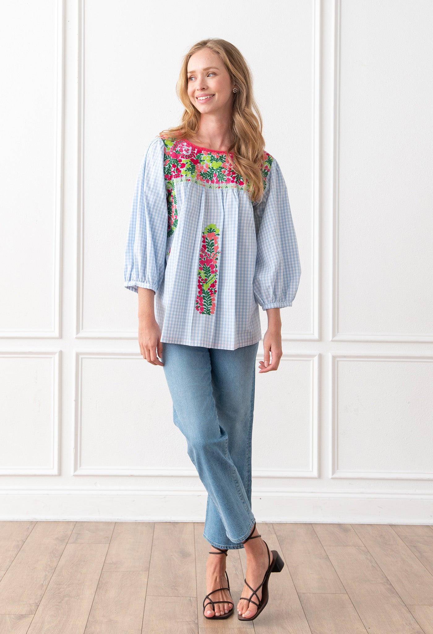 Catalina Gingham Azul y Rosa