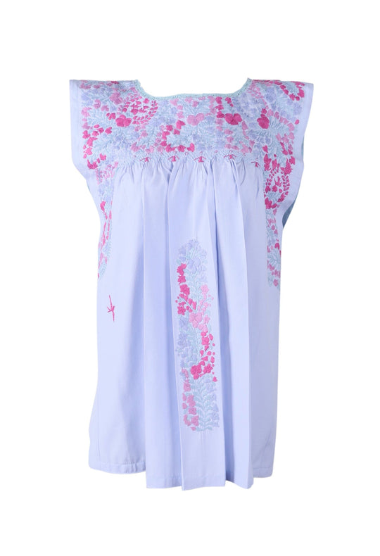 Flores Blouse Blouse Dia Celeste y Rosa