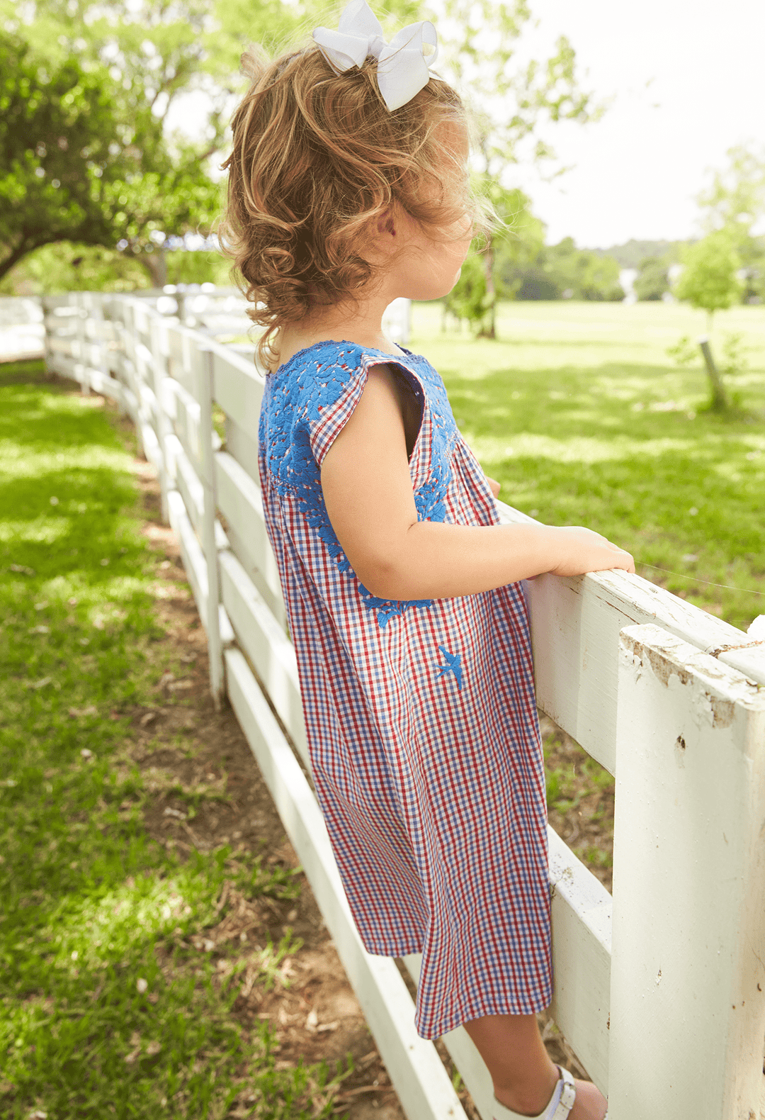 Specialty Florecita Dress Childrens Florecita Rojo y Azul Gingham