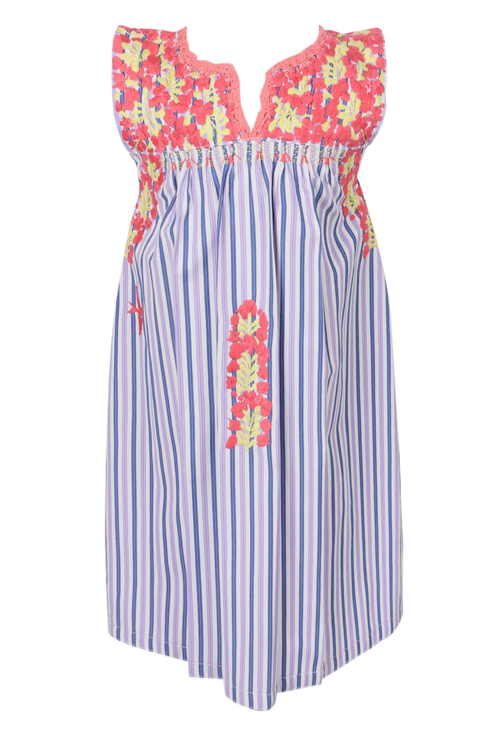 Florecita Rayas Coral y Amarillo Chica