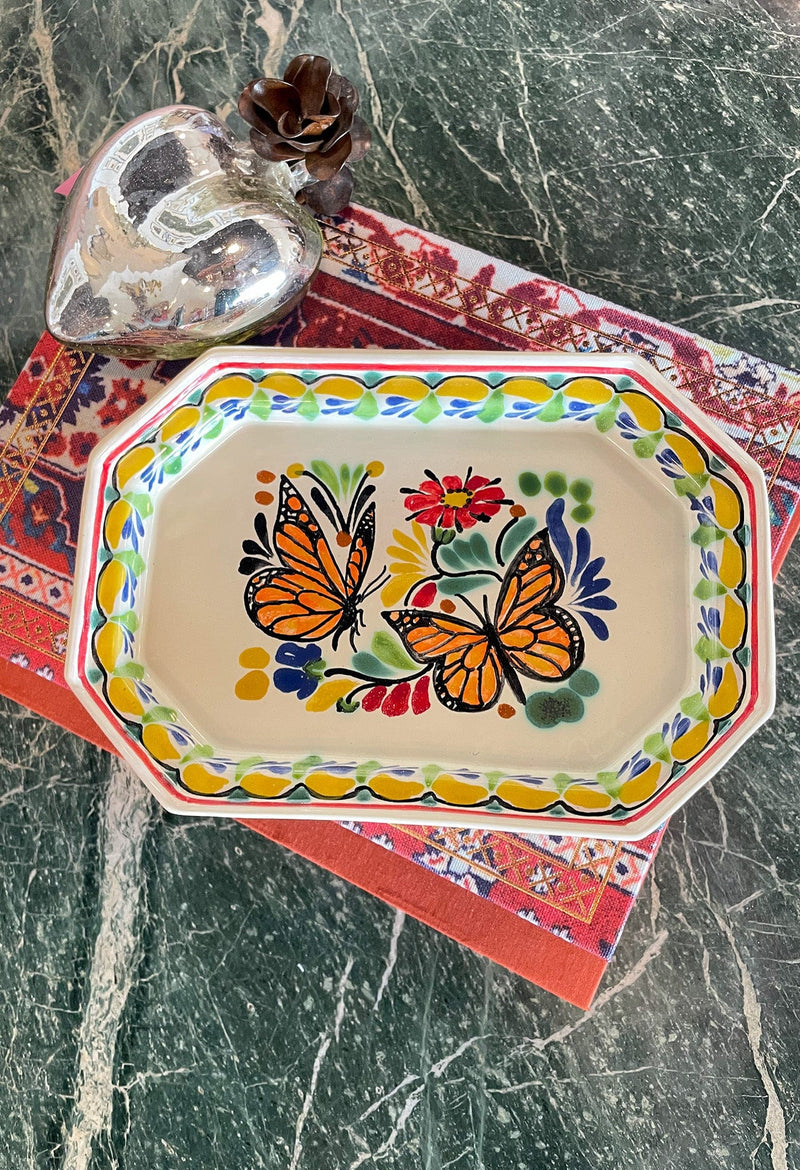 Gorky Gonzalez Ceramics Octagonal Plate Butterfly Tray Multi