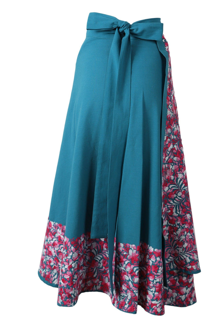 Oaxaca Long Skirt Skirt One Size Falda Turquesa Rosa y Blanco