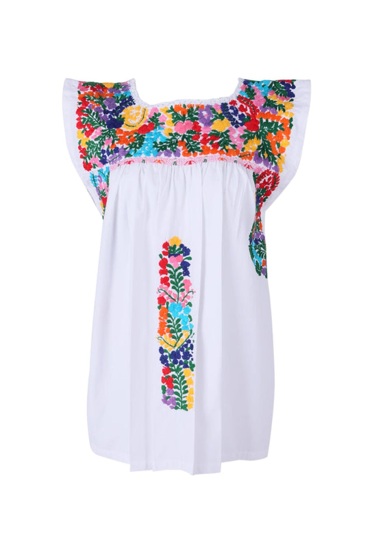 Flores Blouse Blouse Blanca Arroyo y Azul