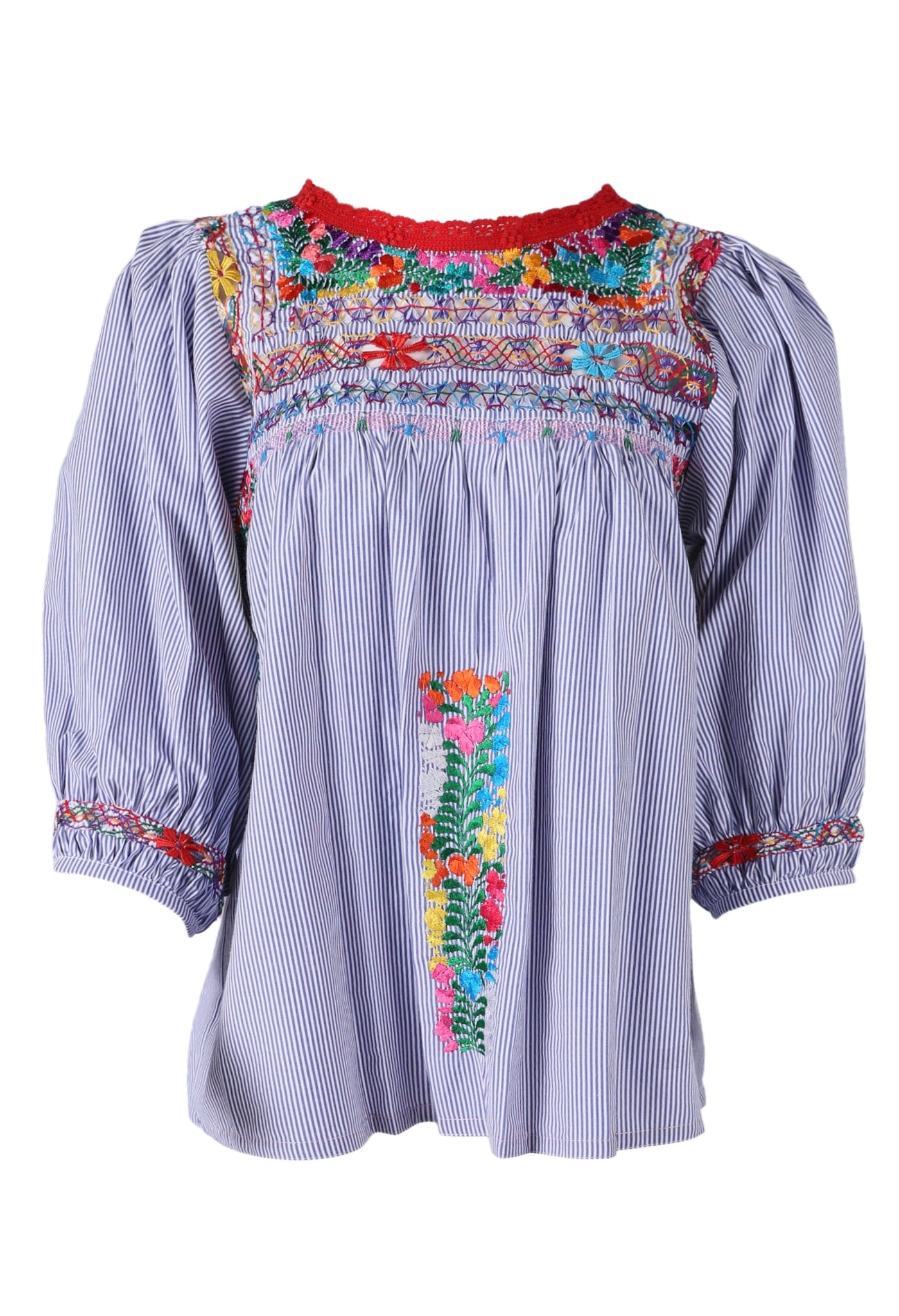 Catalina Blouse Blouse Catalina Deshilado Rayas Azul Arroyo