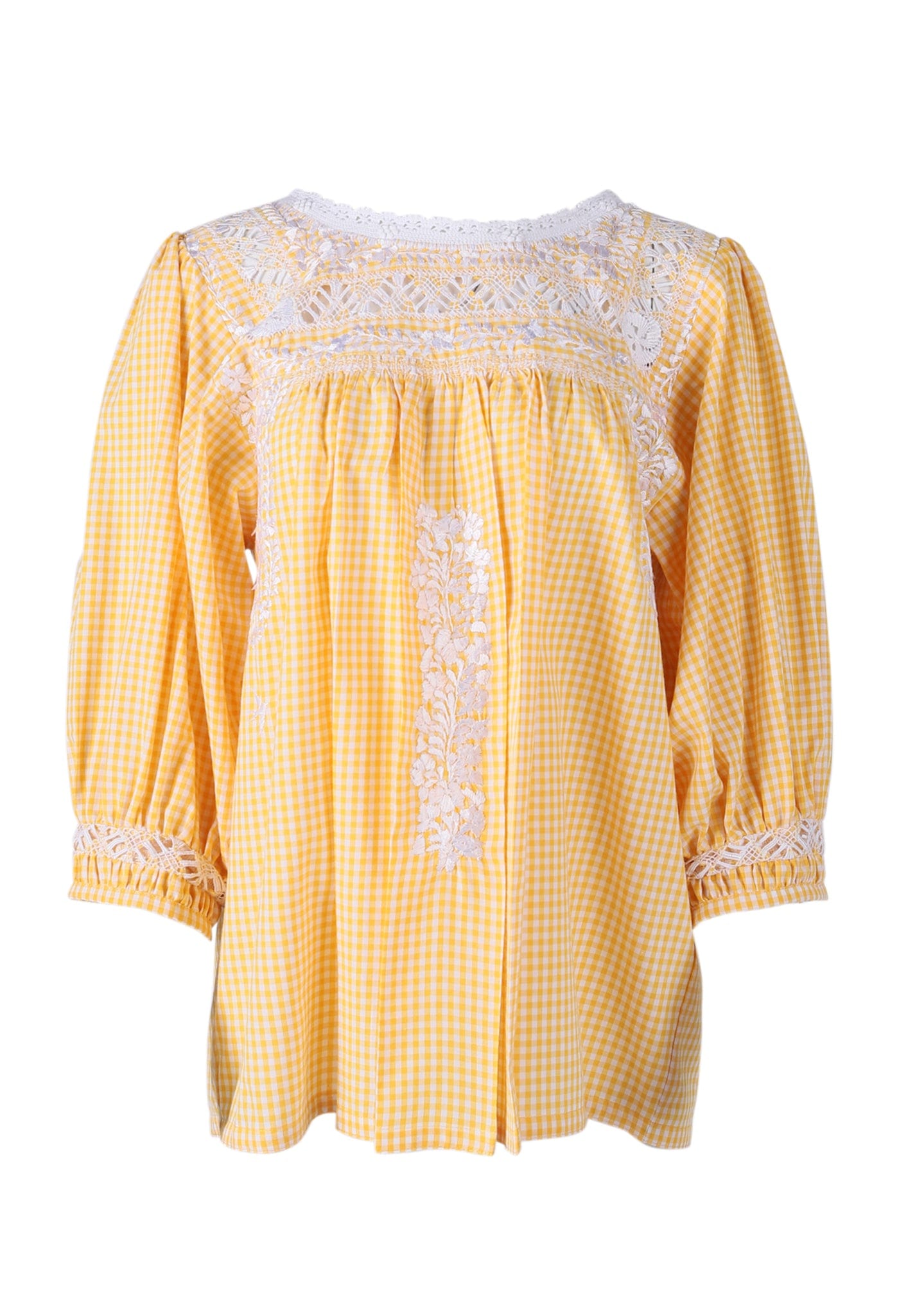Catalina Blouse Blouse Catalina Deshilado Rayas Amarillo y Blanca