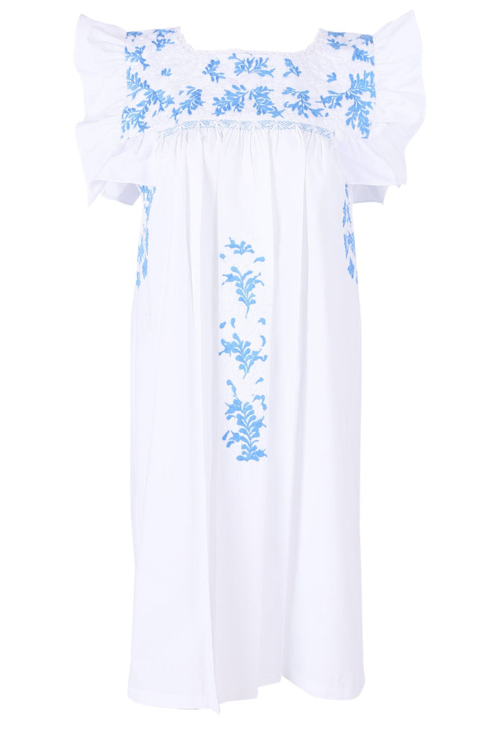 Soledad Short Dress Dress Soledad Blanca Azul y Blanca