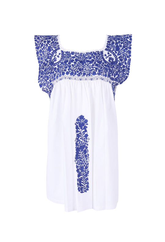 Flores Blouse Blouse Flores Blanca Marino