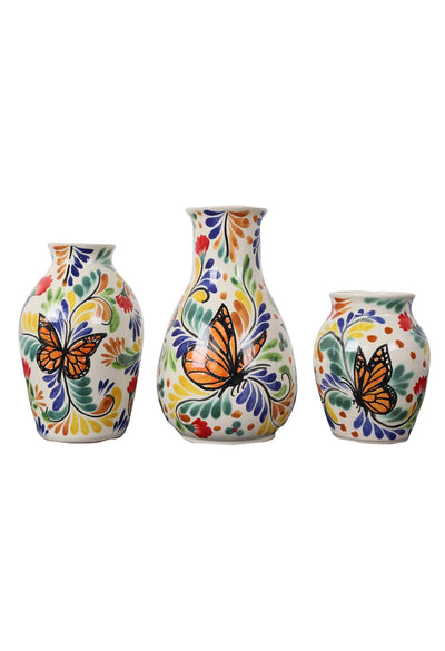 Gorky Gonzalez Ceramics Trio Vase Butterfly Trio Vases Multi