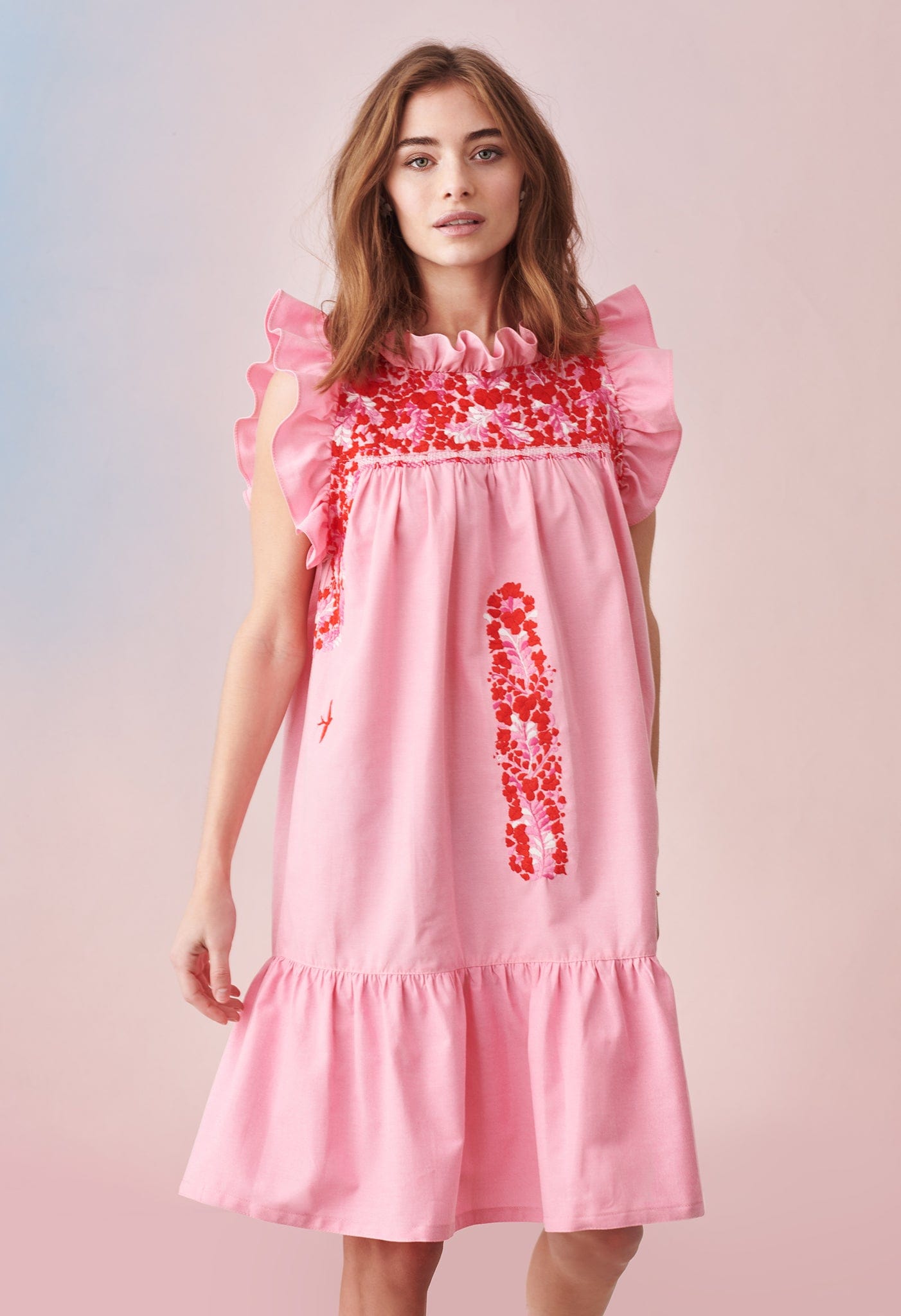 Olivia Short Dress Dress Olivia Mujer Rojo y Rosa Brillante