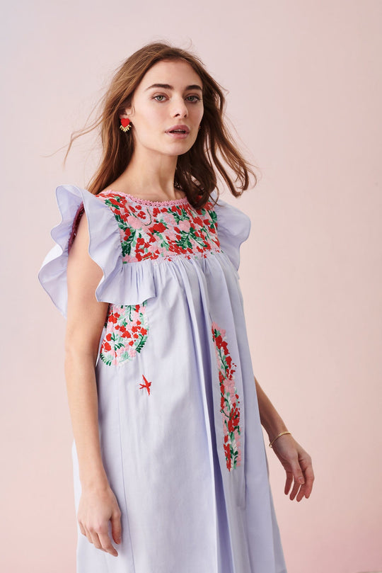 Soledad Short Dress Dress Soledad Prendo Palido Rojo y Verde Brillante