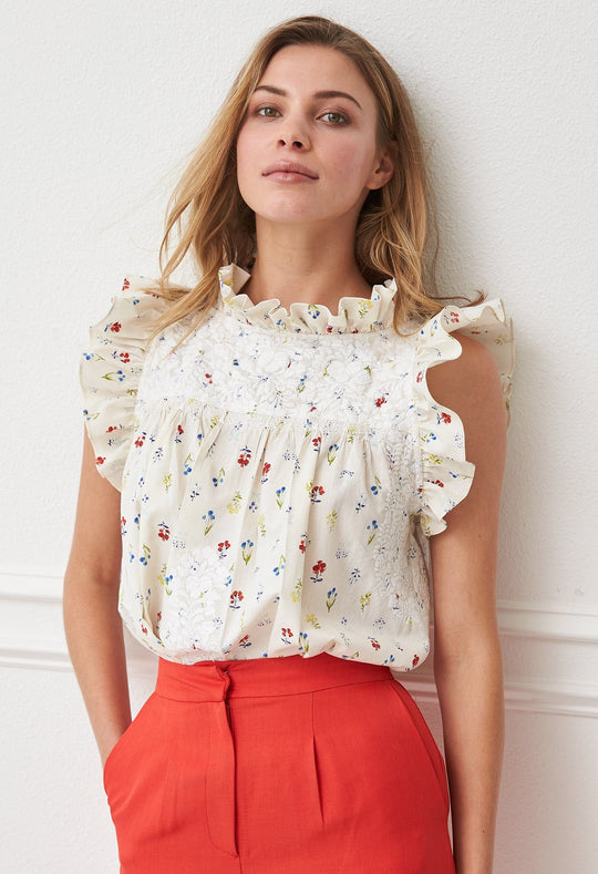 Olivia Specialty Blouse Blouse Olivia Jardin de Flores Ivory